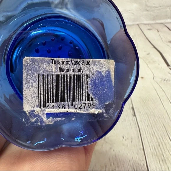 vtg Bormioli Rocco turandot hand blown colbolt Blue Glass Vase made in italy - Picture 5 of 9